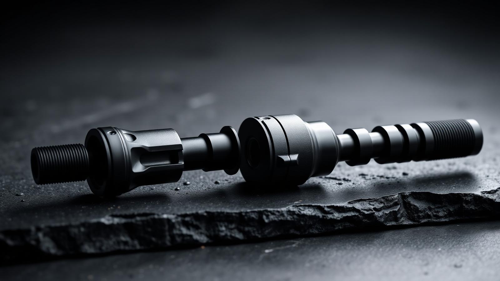 Full-auto profile and semi-auto profile AR-15 bolt carrier groups side by side on a workbench.